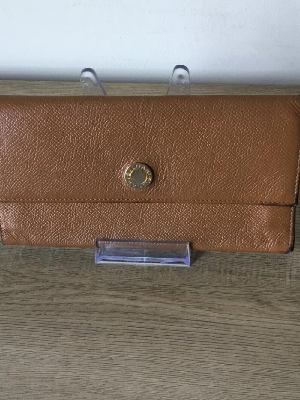 Bvlgari Brown Leather Long Slim Clutch Wallet Snap Closure
